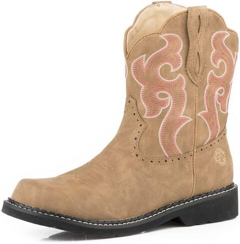 ROPER Womens Chunk Rider Embroidery Round Toe Casual Boots Ankle Low Heel 1-2" - Black in Saudi Arabia