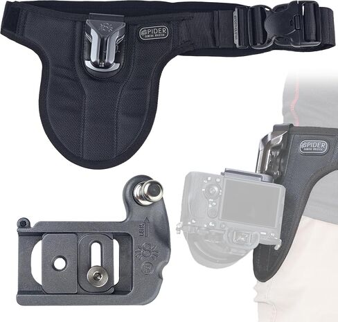 Spider Holster - نظام الكاميرا الفردية SpiderPro DSLR v2 لحمل كاميرا احترافية واحدة ومعدات ثقيلة تتميز بحزام مع حافظة كاميرا مدمجة ذاتية القفل للوصول الآمن إلى الكاميرا ذات السحب السريع in Kuwait