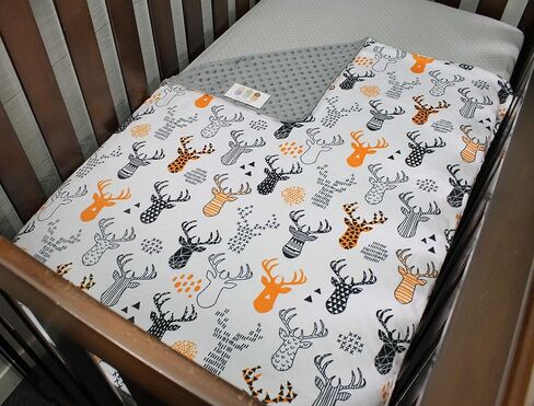 Top Tots Deluxe Baby Blanket - Deer Heads, Minky Dot, Orange in Saudi Arabia