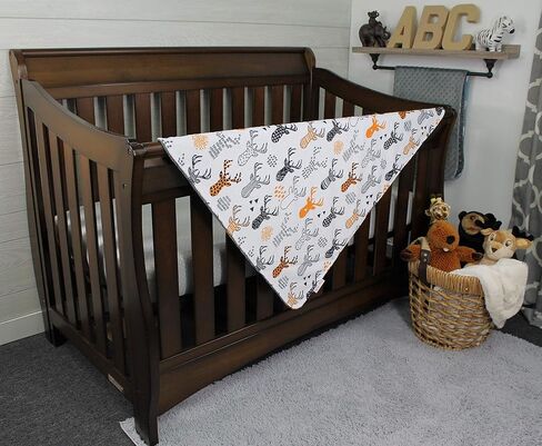 Top Tots Deluxe Baby Blanket - Deer Heads, Minky Dot, Orange in Saudi Arabia