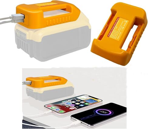 2 حزمة محول شاحن الهاتف لبطارية ديوالت 18 فولت 20 فولت مع منفذ شحن USB ونوع C، محول مصدر الطاقة حامل بطارية لديوالت (بدون بطارية) in Kuwait