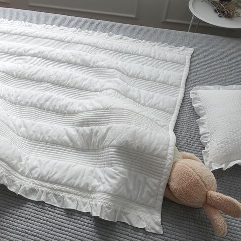 100% Cotton Baby & Toddler Patterned Bed Coverlet and Blanket 39.4"x 51.2"- Made in Korea - Multipurpose, High-Density 60TC, All-Season Use, Eco-Friendly, Skin Safe (White) in Saudi Arabia