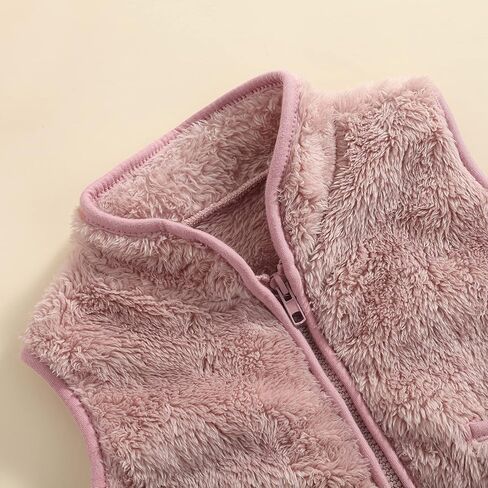MBMSHEGH Toddler Baby Girl Boys Sleeveless Fleece Plush Vest Sherpa Waistcoat Plaid Zipper Outerwear with Pockets in Kuwait