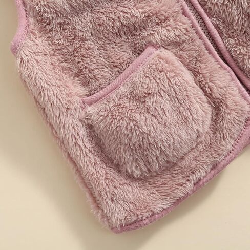 MBMSHEGH Toddler Baby Girl Boys Sleeveless Fleece Plush Vest Sherpa Waistcoat Plaid Zipper Outerwear with Pockets in Kuwait