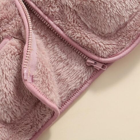 MBMSHEGH Toddler Baby Girl Boys Sleeveless Fleece Plush Vest Sherpa Waistcoat Plaid Zipper Outerwear with Pockets in Kuwait