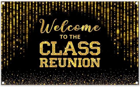 72x43inch Fabric Golden Welcome to The Class Reunion Backdrop 20th 30th 40th Reunion Photography Background School Party Decorations Photo Booth Banner in Saudi Arabia