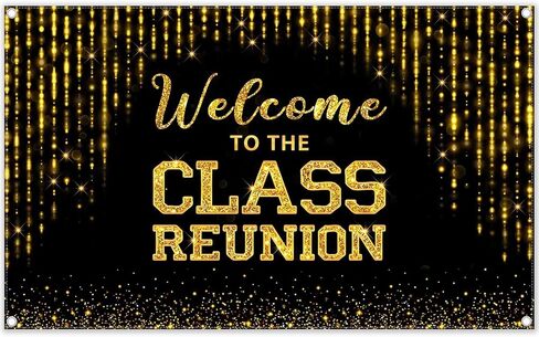 72x43inch Fabric Golden Welcome to The Class Reunion Backdrop 20th 30th 40th Reunion Photography Background School Party Decorations Photo Booth Banner in Saudi Arabia
