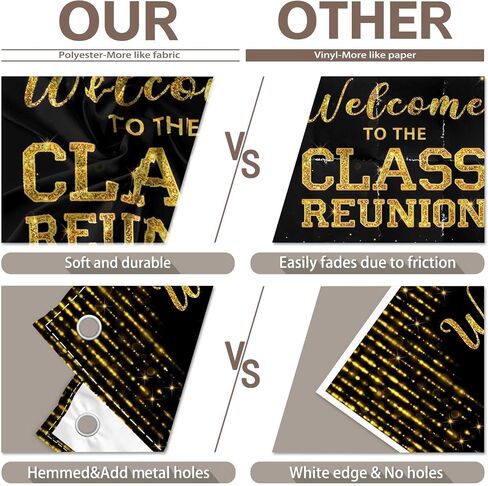 72x43inch Fabric Golden Welcome to The Class Reunion Backdrop 20th 30th 40th Reunion Photography Background School Party Decorations Photo Booth Banner in Saudi Arabia