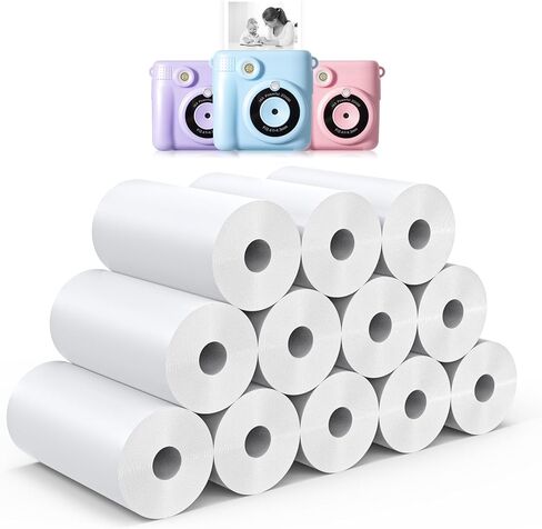 20 Rolls Instant Print Camera for Kids Refill Print Paper - Hikkon Thermal Print Paper Rolls Photo Print HD Printing for Most Kids Instant Camera (White) in Saudi Arabia
