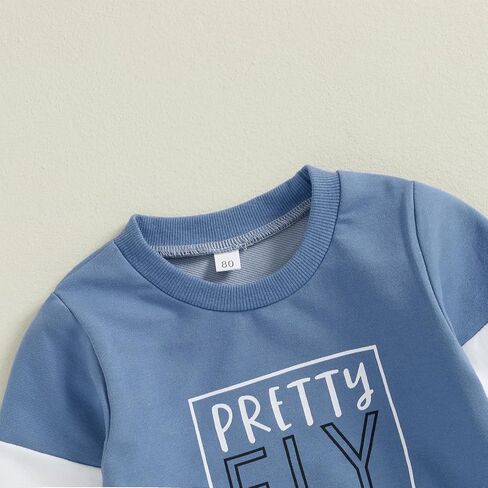 NZNDSHD Fall Toddler Baby Boy Clothes Stripe Long Sleeve Funny Letter Print Pullover Sweatshirt Jogger Pants Infant Set in Saudi Arabia