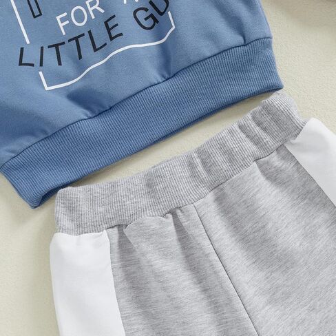 NZNDSHD Fall Toddler Baby Boy Clothes Stripe Long Sleeve Funny Letter Print Pullover Sweatshirt Jogger Pants Infant Set in Saudi Arabia
