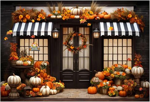 Funnytree 82 "× 59" الخريف اليقطين مخزن خلفية ريفي الخريف مزرعة الحصاد مهرجان الأزهار اليقطين عيد الشكر الطفل الزفاف دش حفلة عيد ميلاد زينة راية صور بوث الدعائم الخلفية in Kuwait