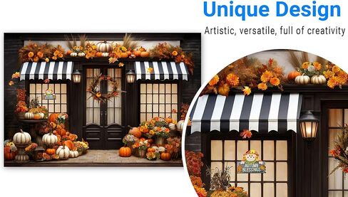 Funnytree 82 "× 59" الخريف اليقطين مخزن خلفية ريفي الخريف مزرعة الحصاد مهرجان الأزهار اليقطين عيد الشكر الطفل الزفاف دش حفلة عيد ميلاد زينة راية صور بوث الدعائم الخلفية in Kuwait