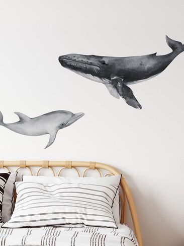 Large Fish Wall Decals Peel and Stick, Watercolor Nursery Ocean Animals Wall Stickers, Under The Sea Wall Decal Stickers for Kids Room Bedroom Playroom Room Decor, Ocean Animals Set 1 in Kuwait