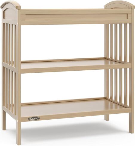 Graco Benton Changing Table with Water-Resistant Changing Pad, Driftwood | GREENGUARD Gold Certified, Includes Diaper Change Pad with Safety Strap, 2 Open Storage Shelves for Organizing in Saudi Arabia