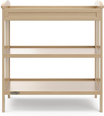 Graco Benton Changing Table with Water-Resistant Changing Pad, Driftwood | GREENGUARD Gold Certified, Includes Diaper Change Pad with Safety Strap, 2 Open Storage Shelves for Organizing in Saudi Arabia
