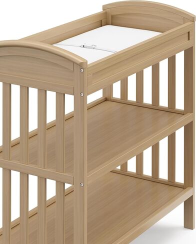 Graco Benton Changing Table with Water-Resistant Changing Pad, Driftwood | GREENGUARD Gold Certified, Includes Diaper Change Pad with Safety Strap, 2 Open Storage Shelves for Organizing in Saudi Arabia