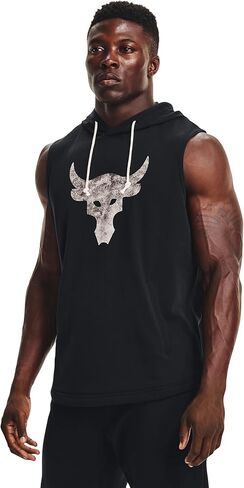 هودي بروجكت روك تيري بدون أكمام للرجال من Under Armour (US، Alpha، XX-Large، عادي، عادي، عاجي/أسود - 130) in Saudi Arabia