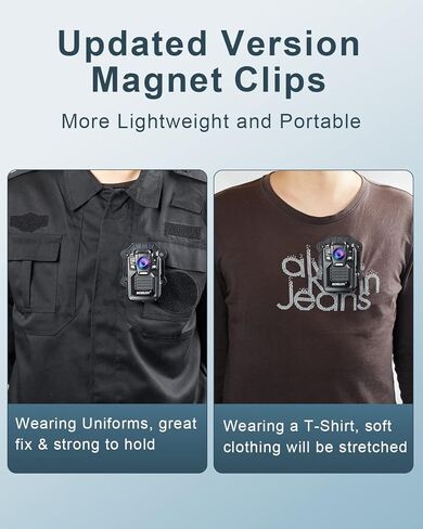 BOBLOV مشبك خلفي مغناطيسي لكاميرا الجسم، حامل مغناطيسي عالمي مع 8 مغناطيسات مدمجة، نوع جديد ومشابك سيليكا سوداء محمولة لجميع كاميرات الجسم تلتصق بالملابس in Kuwait