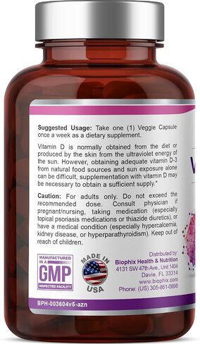 biophix Vitamin D-3 50000 IU 120 Vcaps - High-Potency Supports Strong Bones Immune Health in Kuwait