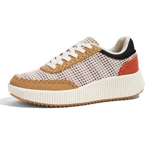 LUCKY STEP Women's Platform Sneakers Retro Braided Fashion Casual Chunky Shoes Breathable Durable Non Slip Walking Footwear