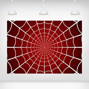 Red Spider Web Backdrop - 7x5ft Superhero Themed Photography Background for Birthday Party Decorations Photo Booth Props Events Kids' Room Decor