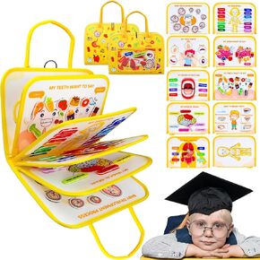 Human Body Anatomy Book for Toddlers, Preshool Montessori Learning Busy Board, Interactive Educational Activities Felt Busy Book, Travel Toys for Boys Girls Gifts with Box