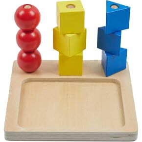 Adena Montessori Inspired Toys 3 Colored Solids on Dowels Toys Designed for 1 2 3 Years Old Toddlers Shape Sorting Toys