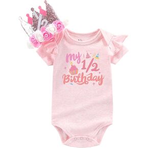 Half birthday outfit baby girl Sweet rompers 1/2 Birthday Girls outfit Half way to first
