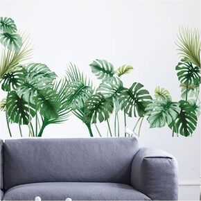 Big Green Leaf Wall Stickers Tropical Plant Leaves Window Decals Wall Murals Wall Art Decorative Sticker for Kids Home Living Room Bedroom Nursery Playroom Jungle Party Decor Decorations Supplies