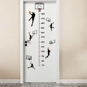 Basketball Player Kids Height Wall Chart | Peel & Stick Nursery Wall Decals for Baby Bedroom, Toddler Playroom