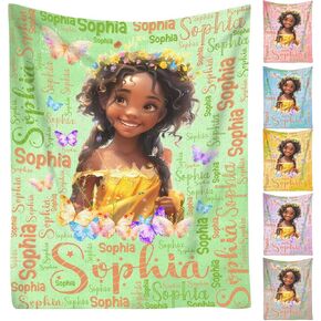 D-Story Custom Mermaid Blanket with Photo and Name for Girls - Personalized Blankets for Kids Toddler Adult - Customized Throw Blanket for Baby Adult - Fuzzy & Fleece Plushing Baby Blanket