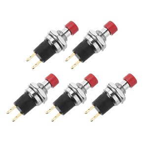 MECCANIXITY 5 Pcs 1A 250V AC 7mm Mini Momentary Push Button Switch SPST NO Black Switch Button with Soldering Foot for Electronic Devices