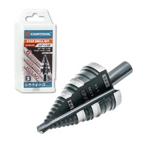 1/4 to 1-3/8 Inch Step Drill Bit Straight Grooved Double Fluted, M2 High Speed Steel Drill bits for Hole Drilling in Stainless Steel, Copper, Aluminum, Wood, Plastic