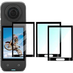 2 Set Anti-Scrach Tempered Screen Film Compatible for Insta360 X4, Tempered Glass Screen Protector Foils for Insta 360 X4 Action Camera Accessories, Black+Clear