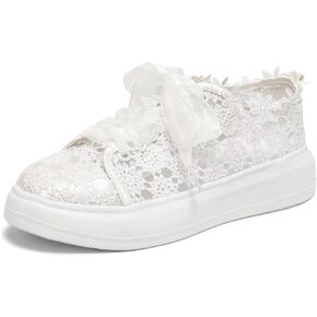 Emily Bridal 115-11 Women's Wedding Sneakers Flats Tennis Shoes Flower Lace Sneakers