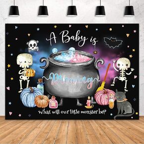 MEHOFOND 7x5ft Halloween Baby Shower Backdrop A Baby is Brewing Baby Shower Party Decorations Supplies Boo-y or Ghoul Halloween Gender Reveal Decorations Banner Photography Background Photo Props