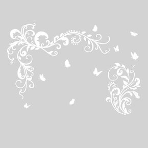 SUPERDANT الأبيض فاينز فراشة جدار الشارات الفينيل الزهور ملصقات الحائط الزهور الجدار الجداريات زهرة بيضاء جدار ديكور للفتيات غرفة نوم غرفة المعيشة الحضانة