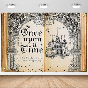 Avezano Fairy Tale Books Backdrop Vintage Once Upon a Time Backdrop Ancient Castle Romantic Princess Photo Background Book Themed Party Banner Wedding Birthday Party Decorations (7x5ft)