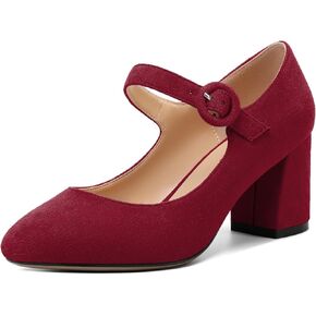 Zamikoo Women's Block Heel Mary Jane Pumps, Round Toe Chunky Mid Heels, Pumps Shoes for Office Work Church Wedding Dress 2.5 Inch