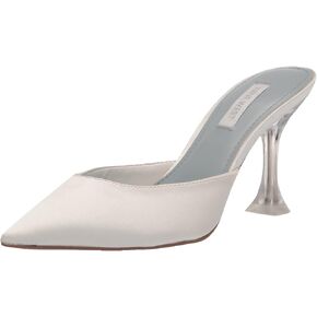 Nine West Womens Pointed Toe Mule Satin Lace Clear Heel Bridal Shoe