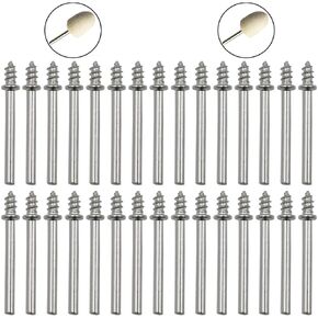 30 Pack Polishing Buffing Wheel Shank Replacement 1/8 Connecting Rod Mandrel with Threaded Tip for Abrasive Rotary Tool Wool Felt Cotton Brush Pad Set Woodwork Electric Mini Drill