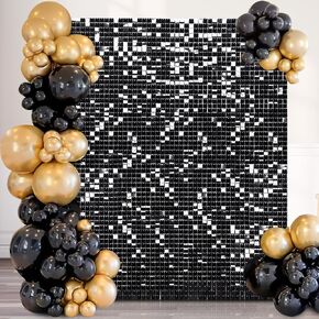 Shimmer Wall Backdrop - Shiny Gold Sequins 24 Panels Glitter Bling Background Decorations 3D Wall Panel for Party Birthday Wedding Engagement Anniversary Baby Shower