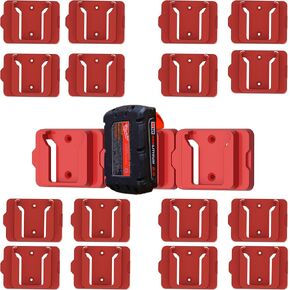 16 Pack Battery Holder for Milwaukee M18 18V Battery, M18 Battery Wall Mount for Work Van, Shelf, Toolbox, Milwaukee Battery Holder W/Screws