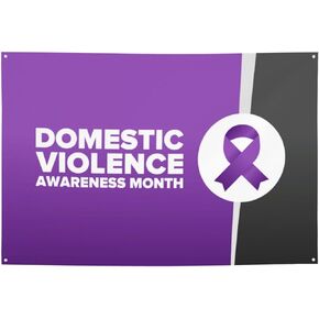Domestic Violence Awareness Month Backdrop Banner Holiday Decoration Photo Booth Background Tapestry Decor Supplies for Party Home Office 47 * 71 Inches