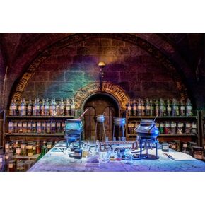 AOFOTO 7x5ft Chemistry Laboratory Background Scary Halloween Party Decorations Spooky Witch's Room Glass Bottles Agentia Black Magic Lab Backdrop Hallowmas Photo Studio Props Vinyl