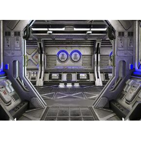 LYWYGG 7x5ft Spaceship Interior Photography Background Science Fiction Spacecraft Photography Background Space Station Photo Studio Props Vinyl CP-38