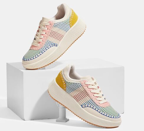 LUCKY STEP Women's Platform Sneakers Retro Braided Fashion Casual Chunky Shoes Breathable Durable Non Slip Walking Footwear in Saudi Arabia