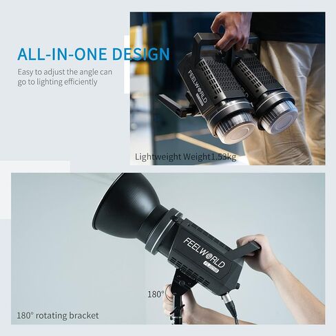 FEELWORLD FL225B 2700K~6500K Bi-Color Video Studio Light 225W Lighting | CRI96+ TLCI97+ 64500lux@1m for Film, Live Streaming, Videography, Photography, Wedding, Interview in Saudi Arabia