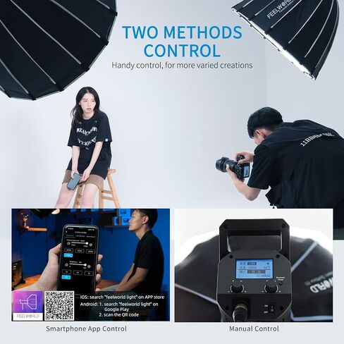 FEELWORLD FL225B 2700K~6500K Bi-Color Video Studio Light 225W Lighting | CRI96+ TLCI97+ 64500lux@1m for Film, Live Streaming, Videography, Photography, Wedding, Interview in Saudi Arabia